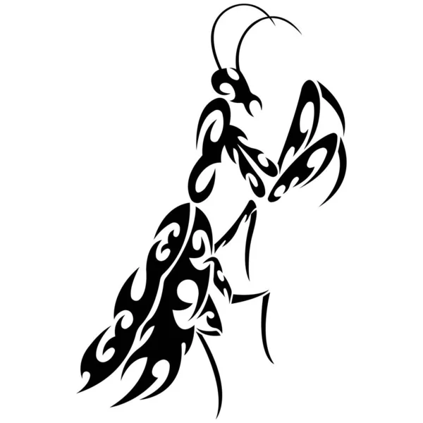Mantis Noir Peint Dans Style Celtique Design Peut Être Utilisé — Image vectorielle