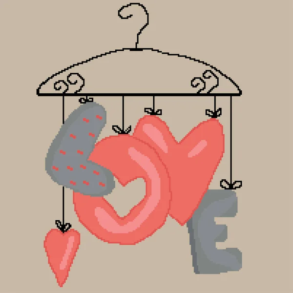 Διανυσματική Εικονογράφηση Τέχνη Της Κρεμάστρας Γράμματα Αγάπης — Διανυσματικό Αρχείο