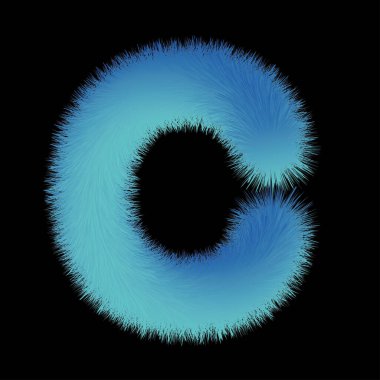 abc, mavi tüylü alfabe harfi, vektör illüstrasyon c