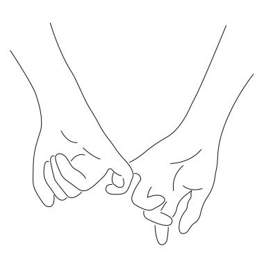 İnsan elini bir arada tutmanın vektör çizimi, aşk ve dostluk 