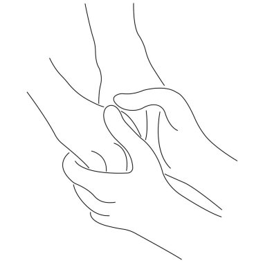 İnsan elini bir arada tutmanın vektör çizimi, aşk ve dostluk 
