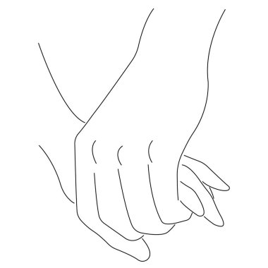 İnsan elini bir arada tutmanın vektör çizimi, aşk ve dostluk 