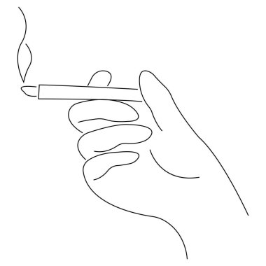 Sigara ile insan elinin vektör illüstrasyonu 