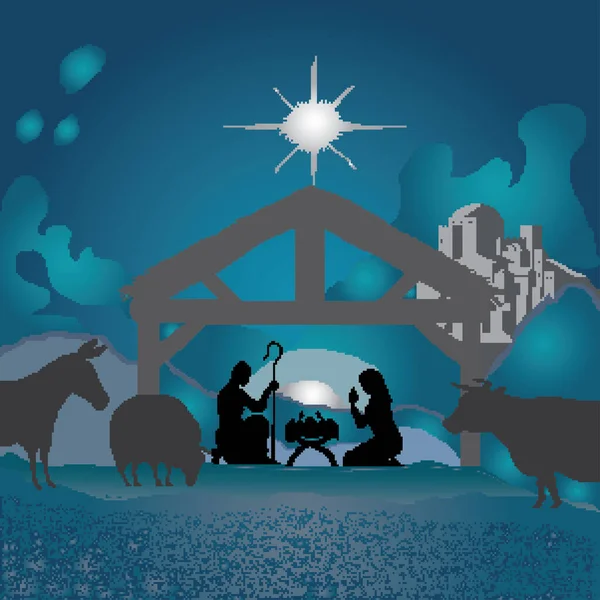 Noël Naissance Jésus Illustration Vectorielle — Image vectorielle