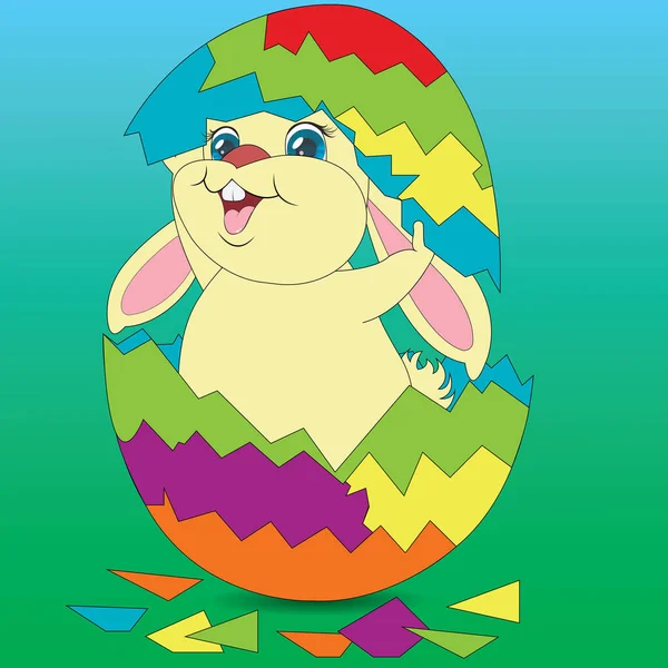 Vector Illustration Easter Bunny Egg Shell — Stock Vector
