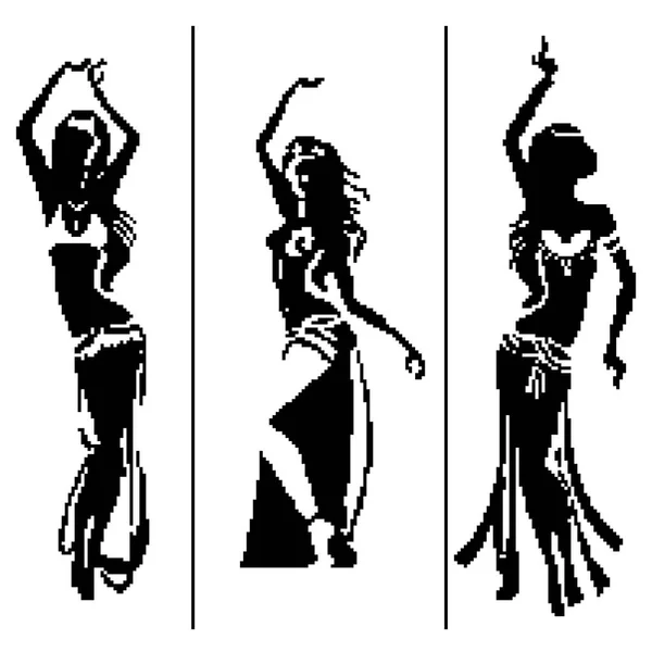 Vector Ilustración Arte Las Niñas Bailando Danza Del Vientre Conjunto — Archivo Imágenes Vectoriales