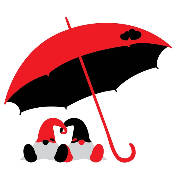 Törpék Illusztrációja Esernyő Alatt — Stock Vector