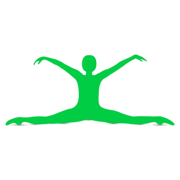 Silueta Chica Haciendo Danza Moderna Fitness Yoga Gimnasia Twine Ballet — Vector de stock