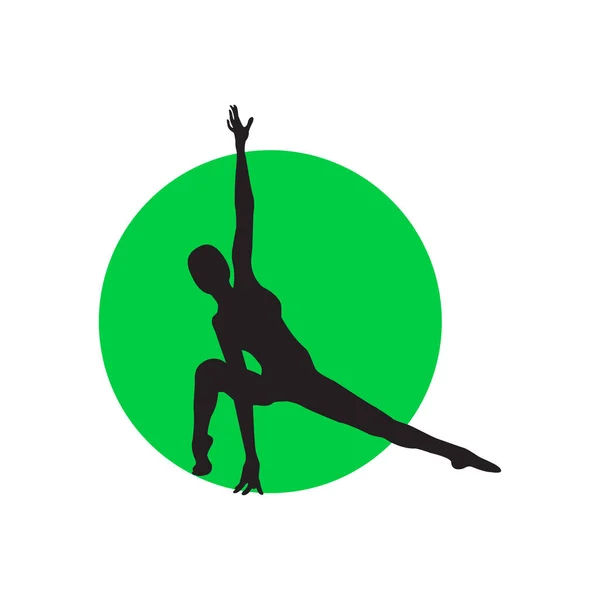 Silhouette Une Fille Faisant Danse Moderne Fitness Yoga Gymnastique Pose — Image vectorielle