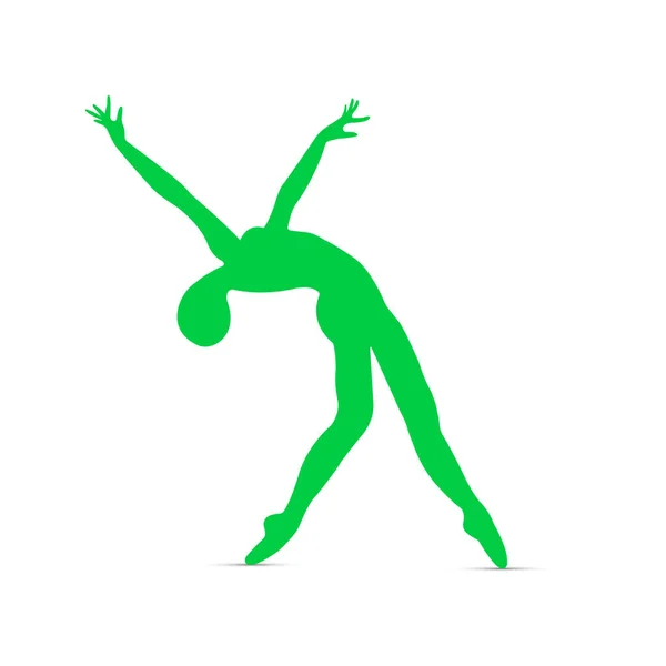 体操运动员的轮廓 芭蕾舞演员在一个白色背景下的舞蹈姿势 矢量说明 — 图库矢量图片