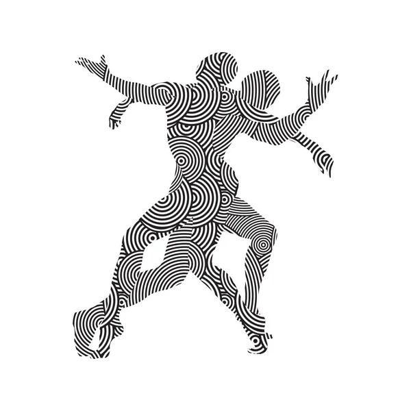 Silhouet Van Dansende Echtparen Mannen Vrouwen Die Moderne Dans Fitness — Stockvector