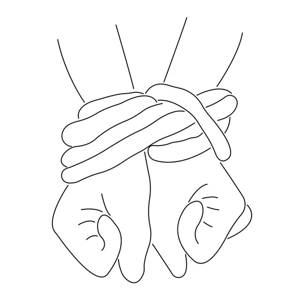 Vector Illustration Human Hands Rope — Stock Vector