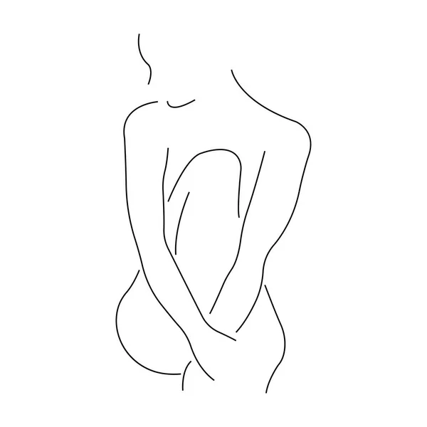 Tierna Hembra Ilustración Vectorial Partes Del Cuerpo Femenino Líneas — Vector de stock