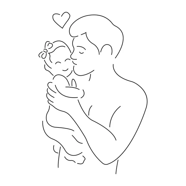 Arte Vectorial Familia Padre Con Niña — Vector de stock