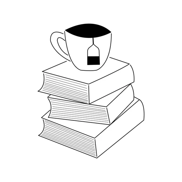 Векторні Ілюстрації Мистецтво Книг Чашкою Чаю — стоковий вектор