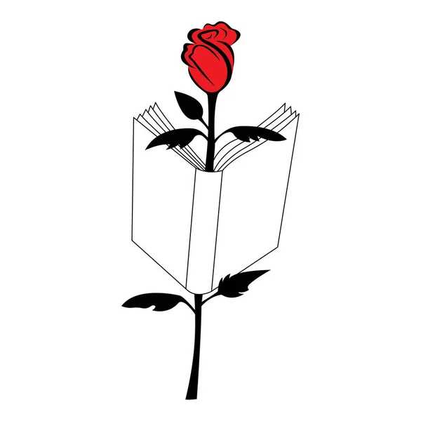 ベクトルイラストアートバラの花のシンプルな本 — ストックベクタ