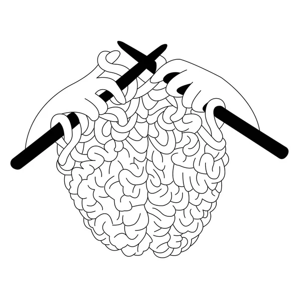 Векторная Иллюстрация Человеческих Рук Вяжущих Мозги — стоковый вектор