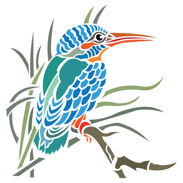 Vector Illustration Kingfisher Bird — Stock Vector