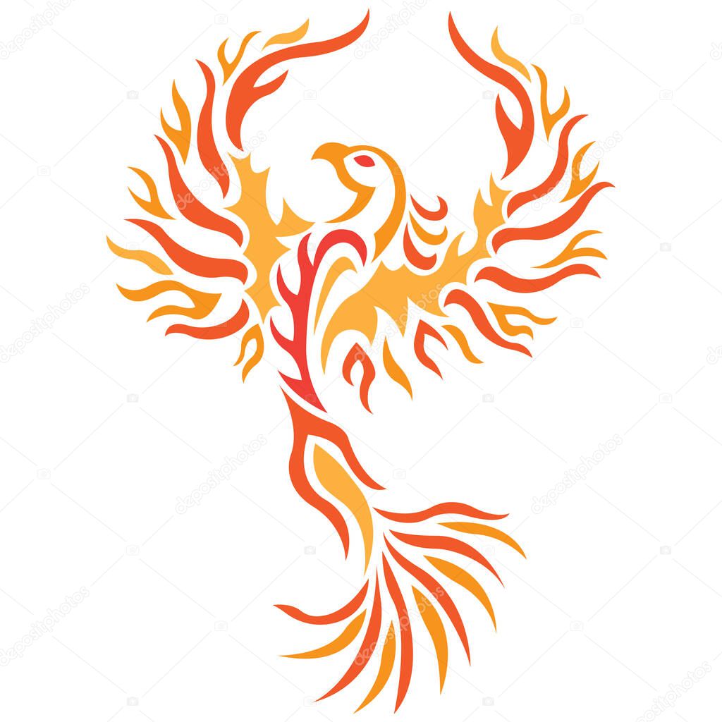 vector illustration of fantasy Firebird, phoenix