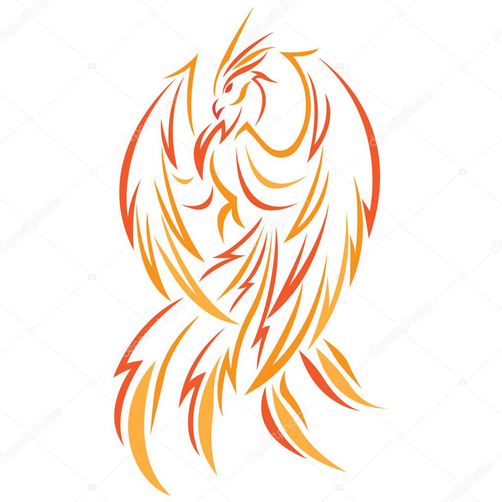 vector illustration of fantasy Firebird, phoenix