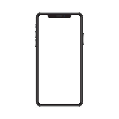 Beyaz arka planda beyaz ekranlı yeni bir gerçekçi telefon kavramı. Vektör illüstrasyonu