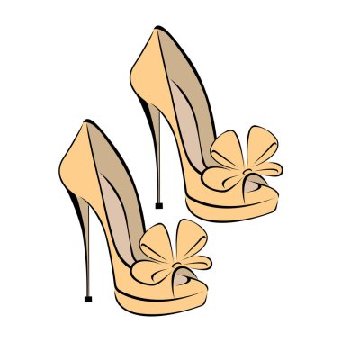 Topuklu kadın sarı ayakkabılarının vektör çizimi