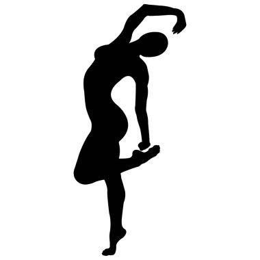 Siyah insan siluetinin vektör çizimi, sportif duruş