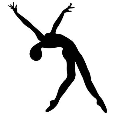 Siyah insan siluetinin vektör çizimi, sportif duruş