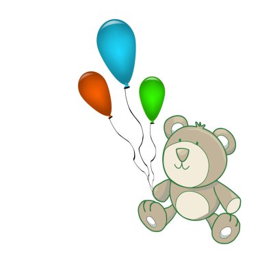 Balonlu bir oyuncak ayının vektör çizimi