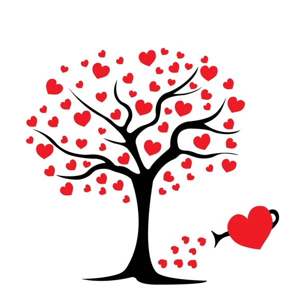 Árbol Con Símbolo Amor Sobre Fondo Blanco Árbol Con Corazones — Archivo Imágenes Vectoriales