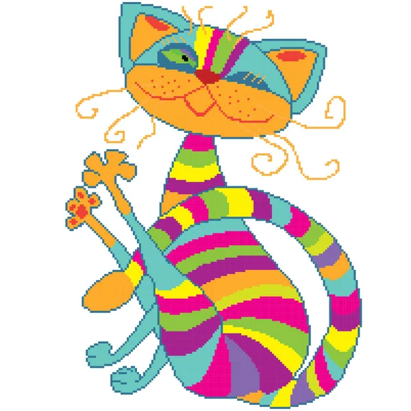 Vector Illustration Bright Colorful Cat — Stock Vector