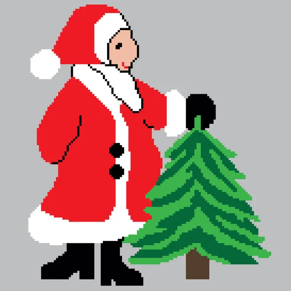 Árvore Verde Papai Noel Vector Ilustração — Vetor de Stock