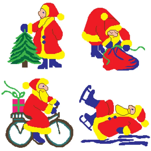 Set Von Santa Claus Vector Illustration — Stockvektor