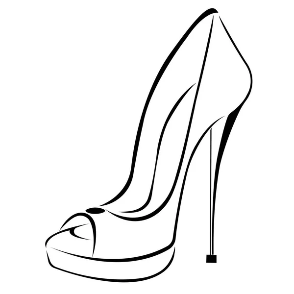 Preto Vetor Branco Ilustração Sapatos Femininos Saltos — Vetor de Stock