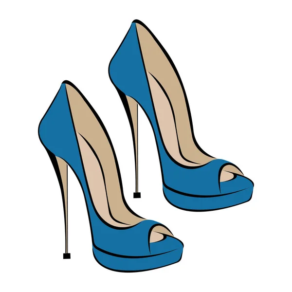 Векторная Иллюстрация Женской Синей Обуви Каблуках — стоковый вектор