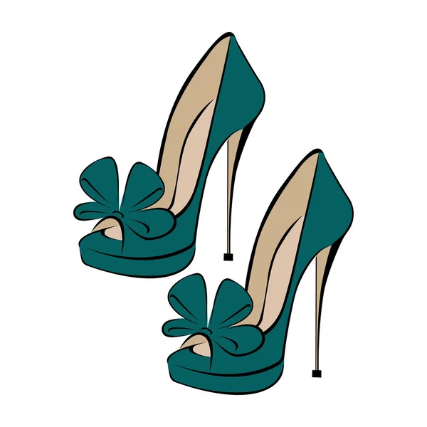 Ilustração Vetorial Sapatos Verdes Femininos Nos Saltos —  Vetores de Stock