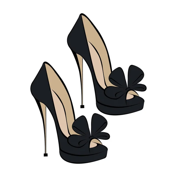 女性の黒い靴のかかとのベクトル図 — ストックベクタ