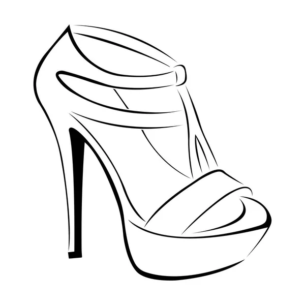 黒い白いベクトルの女性の靴のかかとのイラスト — ストックベクタ