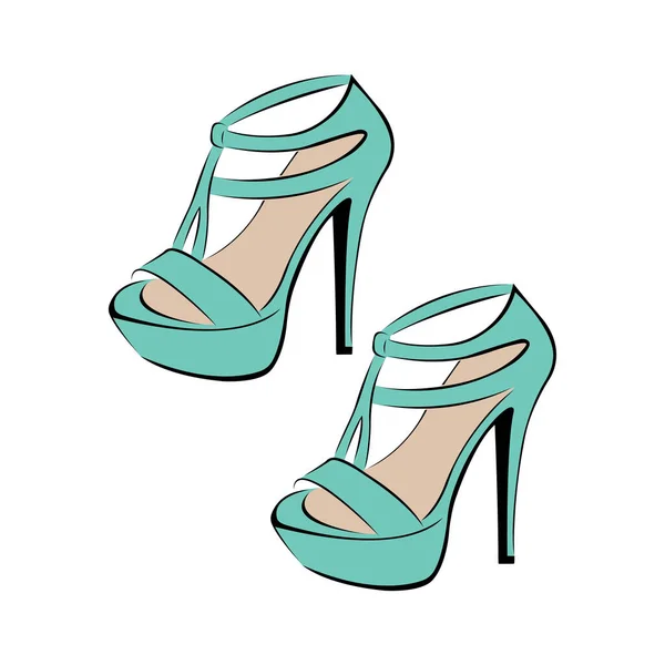 Vector Illustratie Van Vrouwelijke Groene Schoenen Hakken — Stockvector