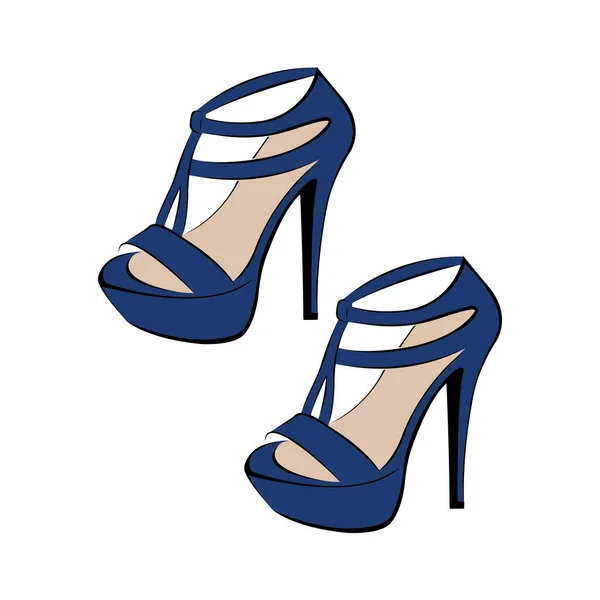 Ilustración Vectorial Zapatos Azules Femeninos Tacones — Archivo Imágenes Vectoriales
