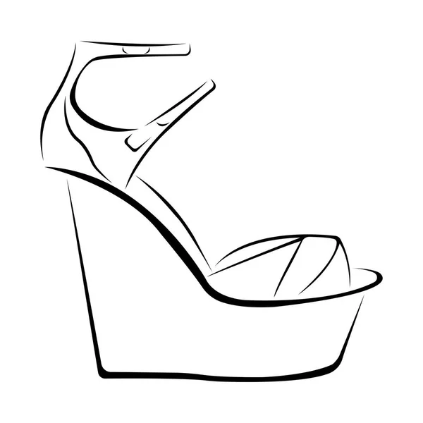 Illustration Vectorielle Blanche Noire Talons Chaussures Féminines — Image vectorielle