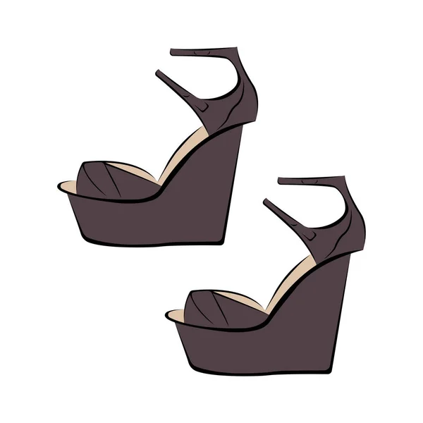 Vector Illustration Female Black Shoes Heels — Stock Vector