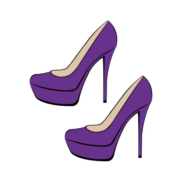 Illustration Vectorielle Femmes Violettes Chaussures Violettes Sur Talons — Image vectorielle