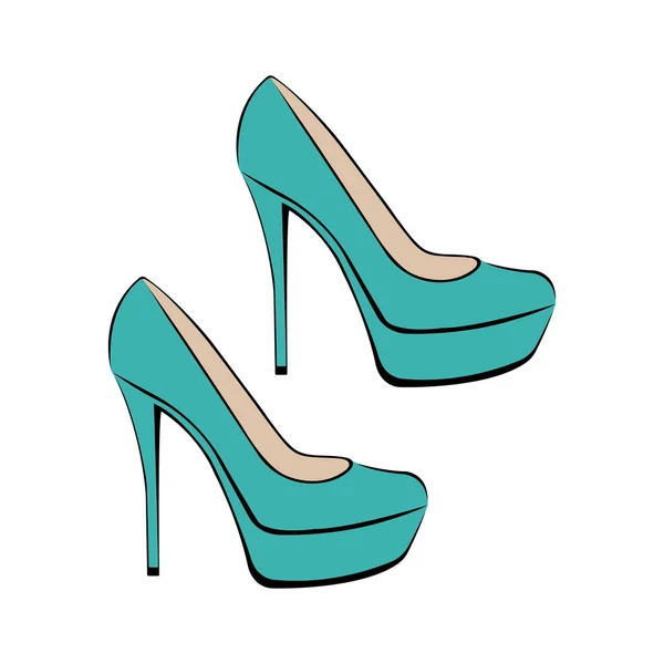 Vektorillustration Weiblicher Grüner Schuhe Auf Absätzen — Stockvektor