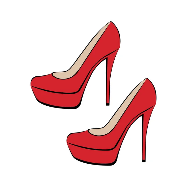 Illustration Vectorielle Chaussures Rouges Féminines Sur Talons — Image vectorielle