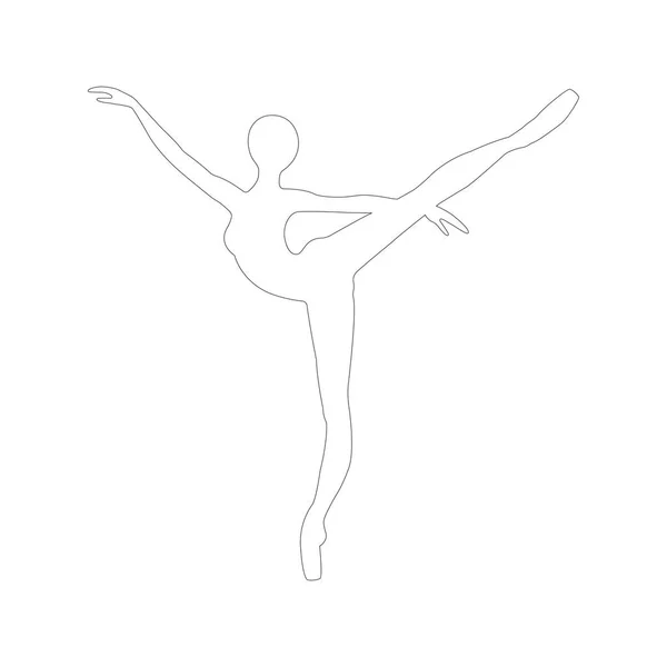 Silueta Contorno Una Bailarina Escenario Baile Sobre Fondo Blanco Ilustración — Vector de stock