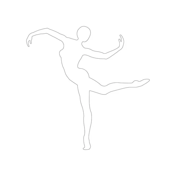 Silhouette Contour Une Fille Engagée Dans Danse Fitness Yoga Gymnastique — Image vectorielle