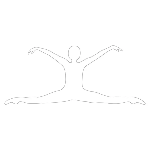 Kontur Siluet Seorang Gadis Melakukan Tarian Modern Kebugaran Yoga Senam - Stok Vektor
