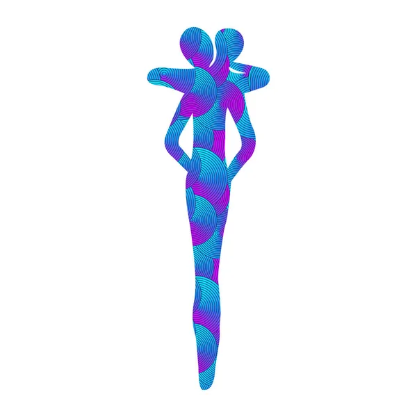 人物像 人のシルエット 体操選手 パターンで描かれたバレリーナ ベクターイラスト — ストックベクタ