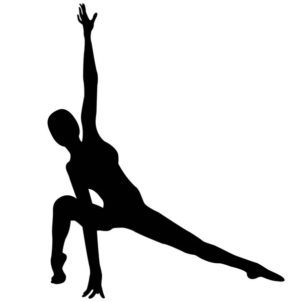 Illustration Vectorielle Silhouette Humaine Noire Pose Sportive — Image vectorielle